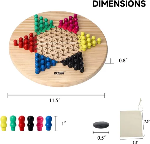 Miniatura 2 de GSE Games & Sports Expert Juego de mesa 2 en 1 de madera natural de 11.5 pulgadas con 66 clavijas y piedras de madera colorida, juego de estrategia