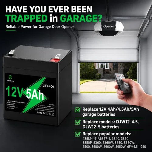Miniatura 2 de Batería de litio recargable de 12 V 5 Ah, más de 4000 ciclo profundo LiFePO4 12 voltios 5 amperios batería de repuesto para Liftmaster 485LM