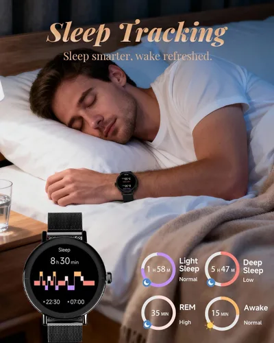 Miniatura 4 de TOOBUR Reloj inteligente para mujeres con dos bandas, reloj de seguimiento de actividad física, monitor de frecuencia cardíaca, contador de pasos