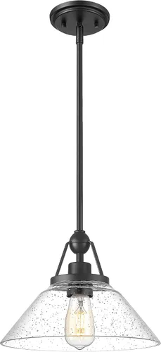 Miniatura 9 de HWH - Lámpara colgante blanca, moderna lámpara de isla de cocina de 12 pulgadas, iluminación colgante de 1 luz para comedor, escuela, metal negro
