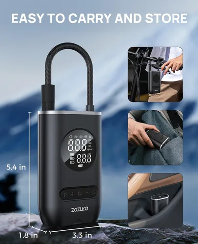 Miniatura 8 de Compresor de aire portátil para inflador de neumáticos, bomba de aire inalámbrica ZGZUXO 150PSI para neumáticos de automóvil con manómetro de luz