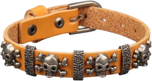 Miniatura 43 de Jeilwiy Pulseras de cuero punk para hombres, pulseras hechas a mano, brazalete ancho, joyería trenzada, color negro y marrón, ajustable, regalos