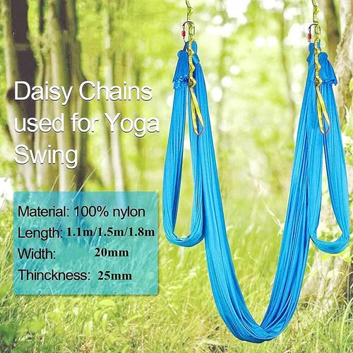 Miniatura 3 de 2 correas de escalada fuertes de 22 KN con cadena de margaritas de nailon, correa ajustable, longitud 110/150/70.9 in cinturón de yoga Negro