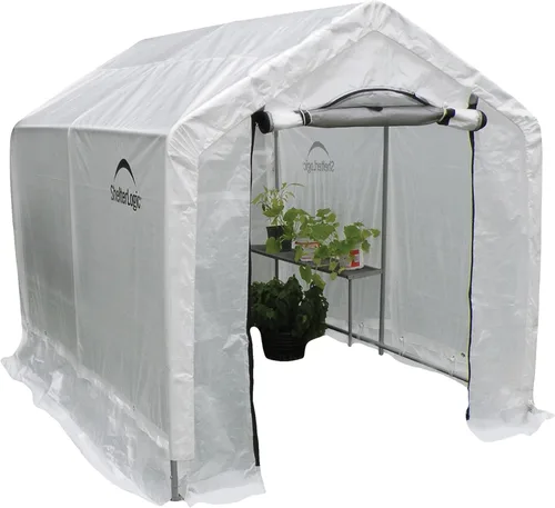 Miniatura 6 de ShelterLogic Invernadero GrowIT de 6' x 8' x 6.5' Estilo Techo a Dos Aguas Casa de Cultivo para Patio Trasero con Estantería Integrada, 6' x 8' x