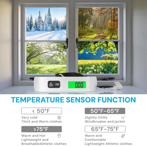 Miniatura 5 de Báscula digital de equipaje, báscula de equipaje portátil de 110 libras para viajes con pantalla LCD retroiluminada, conmutación de 4