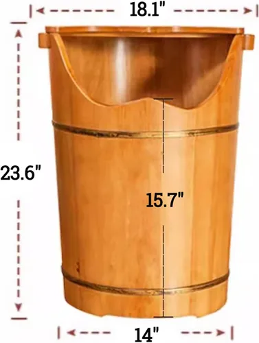 Miniatura 7 de HM&DX Bañera de madera de goma para remojar los pies,Cubo de baño de pies con máquina de vapor y taburete de masaje,Bañera de madera premium