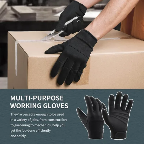 Miniatura 7 de OZERO Guantes de trabajo para hombres y mujeres: guantes de mecánico para pantalla táctil, agarre firme, destreza, guantes ligeros para construcción