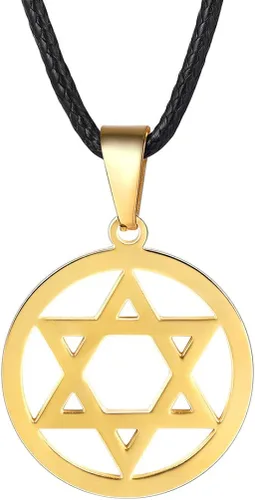 Stainless Steel Pendant Necklace for Men Women, Cool Punk Shark Teeth Necklace, Cross Necklace, Star Of David Necklace, Black Leather Cord, Come