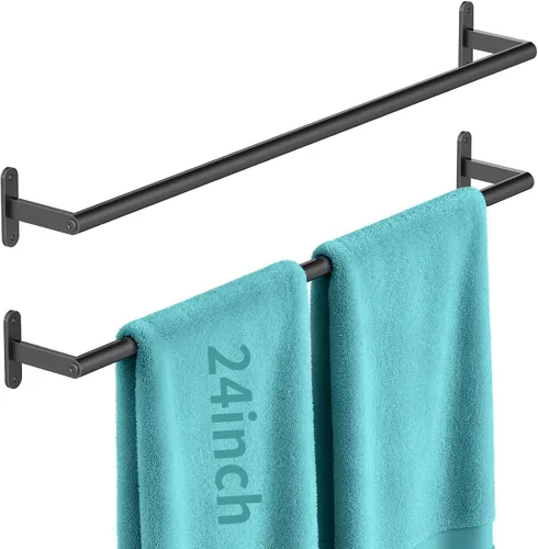 Miniatura 19 de KLJKPA Toallero de baño de 16 pulgadas, toallero para baño montado en la pared, moderno y resistente soporte para toallas de mano de acero Negro