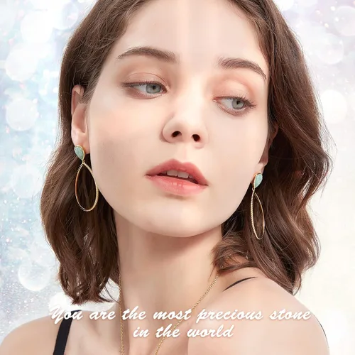 Miniatura 3 de G&GEMSJEW Gold Dangle Earrings for Women, 14K Gold Plated Gemstone Earrings