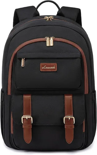Miniatura 8 de LOVEVOOK Mochila para laptop para mujeres, mochila tote convertible para laptop, mochila ligera de viaje y trabajo para computadora, Negro, 15,6