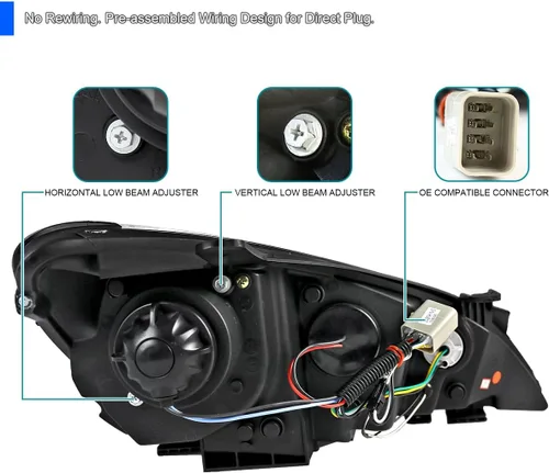 Miniatura 4 de SPEC-D TUNING Faros LED de proyector de cromo estilo compatible con Hyundai Genesis 2010-2012 de 2 puertas Coupé, conjunto de faros izquierdo +