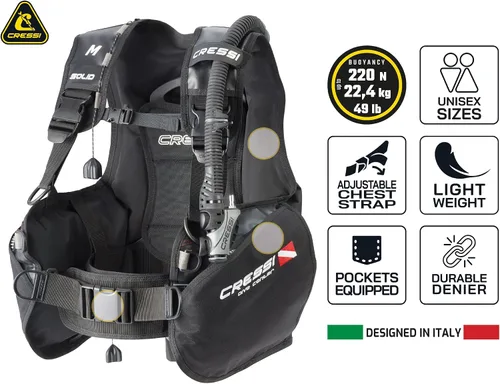 Miniatura 3 de Cressi Chaqueta de buceo BCD diseñada para uso intensivo - Alta capacidad de elevación, nailon 500D, bolsillos grandes - Sólido: Diseñado en Italia