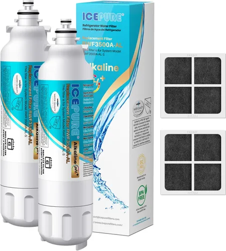 ICEPURE Filtro de agua alcalino para refrigerador ADQ73613401 y reemplazo del filtro de aire para LG LT800P, LT800PC, ADQ75795104, ADQ736134,