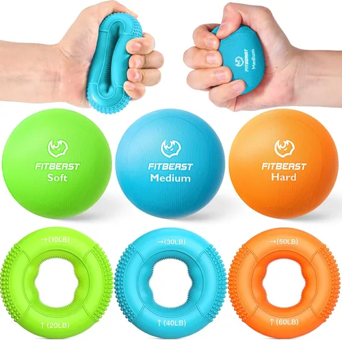 Miniatura 8 de FitBeast Grip Strength Trainer, Finger Exerciser, Stress Balls for Adults 6-Piece Set, Hand Therapy for Strength, Recovery & Stress Relief, Forearm