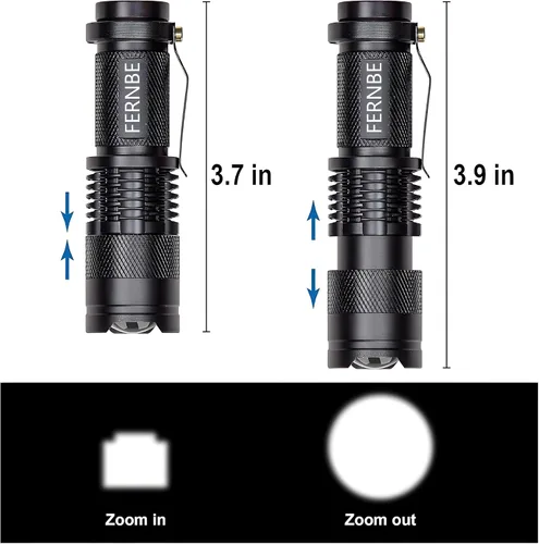 Miniatura 3 de Paquete de 5 SK-68 3 modos de mano mini linterna LED antorcha lámpara 7w 300lm enfoque ajustable zoomable luz impermeable con clip para cinturón