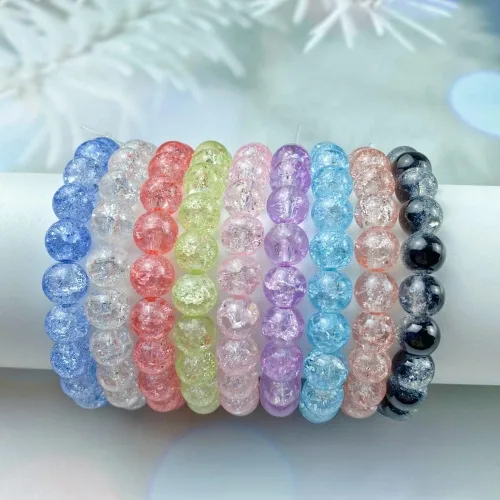 Miniatura 6 de 100 cuentas de cristal agrietado redondas de 0.315 pulgadas (0.315 in), cuentas espaciadoras para hacer joyas, collares, pulseras, aretes, Mezcla