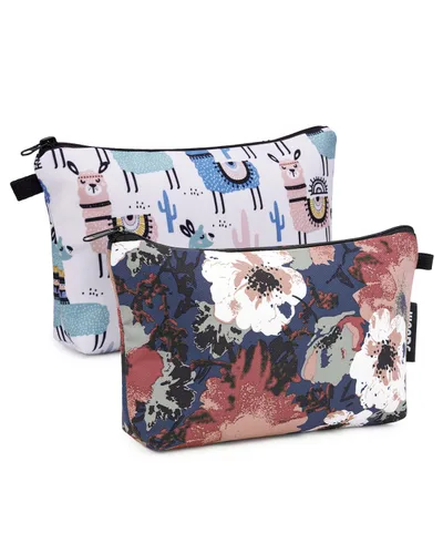 Miniatura 7 de WANDF Bolsa de cosméticos para mujer, bolsa de maquillaje, mini bolsa de maquillaje para bolso, resistente al agua, regalo para niñas (M-azul)