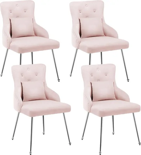 Miniatura 14 de Silla de tocador de terciopelo, silla de comedor tapizada para dormitorio, comedor, sala de maquillaje, silla moderna para sala de estar con patas