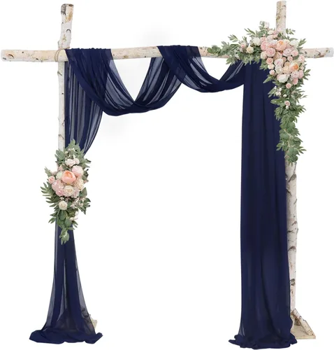 Miniatura 9 de Tela de Drapeado de Arco Burdeos Gasa Cortinas de Arco de Boda Vino 2 Paneles 18 pies Cortinas Transparentes para Drapeado de Techo de Boda Cortinas