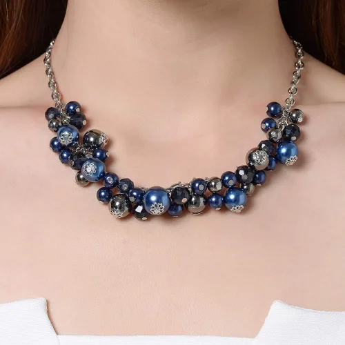 Miniatura 2 de Collares con colgante de cadena corta para mujer, joyería de moda de plata con perlas y cuentas de cristal, regalos de cumpleaños para mujer