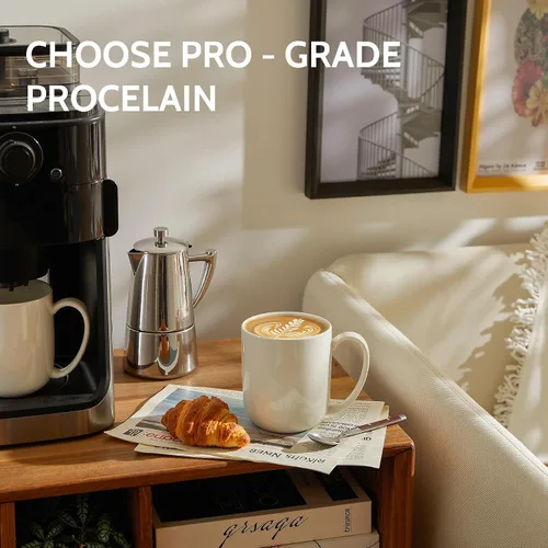 Miniatura 3 de Sweese Juego de 6 tazas de café de porcelana grandes de 20 onzas, tazas de café grandes de porcelana con mango grande, vasos de gran