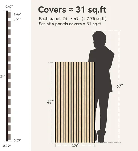 Miniatura 2 de Paneles de pared acústicos de MDF Upick absorbentes de sonido, paquete de 4 paneles de pared de espuma a prueba de sonido de 48 x 24 pulgadas y Roble