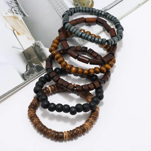 Miniatura 3 de Pulsera Gótica Ajustable de Cuero Trenzado Punk Multicapa de Estilo Grunge, Conjunto de Pulseras Emo con Brazalete de Metal, Envoltura