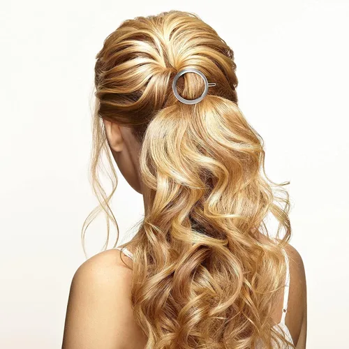 Miniatura 6 de PAGOW 4 pinzas minimalistas para el cabello para mujer, aros huecos dorados y plateados, círculos redondos, geométricos, de metal, delicados