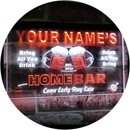 Miniatura 23 de Letrero luminoso Custom Home Bar Beer de neón; personalizado con nombre Blanco