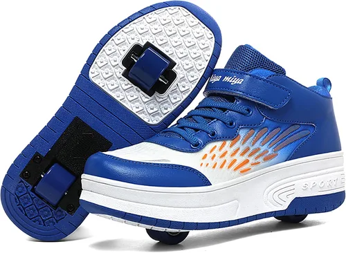 Miniatura 15 de Wooowyet - Zapatos con ruedas recargables para patinar para niños, unisex, con luces LED, moda