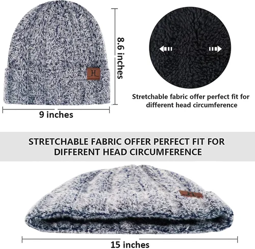 Miniatura 2 de Conjunto de guantes de punto cálido de invierno para mujer, con forro polar y forro de calavera, para mujer