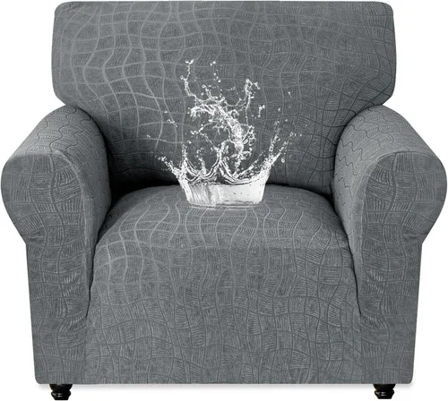 Miniatura 20 de MAXIJIN Funda impermeable para sillón de sala de estar, 1 pieza elástica con brazos, protector de muebles lavable para perros y mascotas (S, café)