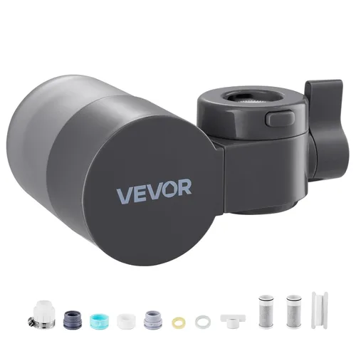 Miniatura 9 de VEVOR Filtro de agua de montaje en grifo, purificador de agua horizontal para grifo de fregadero, filtro de fibra de carbono certificado NSF, Gris