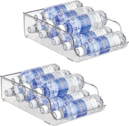 Organizador de botellas de agua para refrigerador, organización de despensa y contenedores de almacenamiento, dispensador de bebidas para