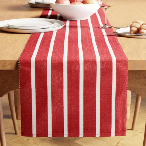 Miniatura 23 de Encasa XO Camino de mesa de comedor de 13 x 72 pulgadas Algodón acanalado fino teñido con hilo Azul escalera Lavable a máquina Escalera Azul