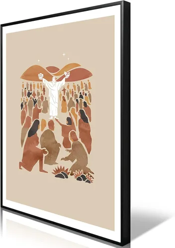 Miniatura 10 de OAOPIC Póster enmarcado con texto en inglés «Jesús mujer» sanada, con flecos de Jesús, ropa, lienzo, arte para pared, versos de la Biblia, pintura