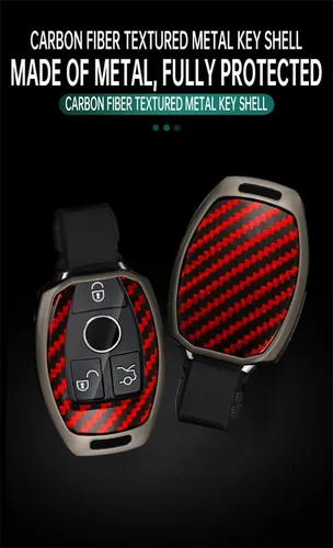 Miniatura 2 de ontto Funda de llavero con patrón de carbono para Mercedes-Benz C E G S M GL CLS CLK G Class Metal Key Case Protección completa Elegante Chaqueta