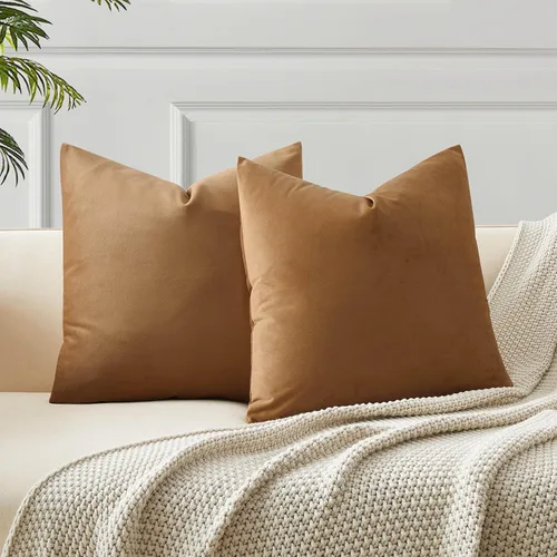 Miniatura 13 de Juspurbet - Juego de 2 fundas decorativas de terciopelo para cojines, fundas suaves para sofá, cama o sillón con cremallera oculta, para sala