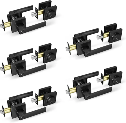 Miniatura 7 de BAOLONG Juego de cerrojo y perilla de puerta, juego de cerradura de puerta exterior, cerraduras de puerta de entrada para manija de puerta delantera