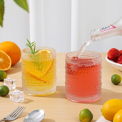 Miniatura 5 de HomeVogue Hobnail Juego de Vasos para Beber de 6, 12 onzas, Juego de Cristalería Vintage, Juego de Vasos de Cóctel, Vaso Tumbler de Agua Paquete
