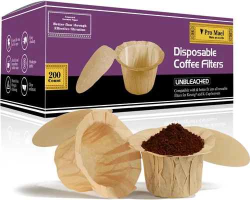 Miniatura 13 de Pro Mael Filtros de café desechables K Cup de papel para cafeteras Keurig de una sola porción 1.0 y 2.0, uso con cápsulas reutilizables K Cup