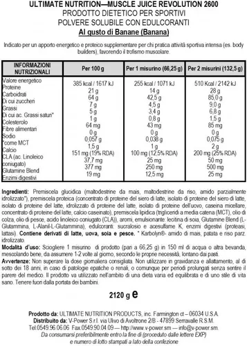 Miniatura 2 de Ultimate Nutrition Muscle Juice Revolution 2600 - Ganador de peso, recuperación muscular con glutamina, caseína micelar y carbohidratos complejos