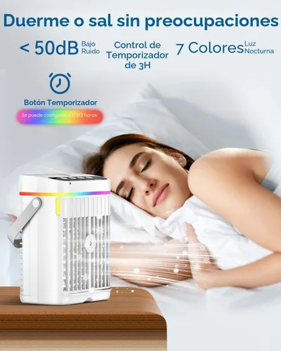 Miniatura 5 de Aire Acondicionado Portátil, Mini Aire Acondicionado Portátil de 1250ml Ventilador de Enfriamiento de Aire Ventilador de Aire con 3 Velocidades