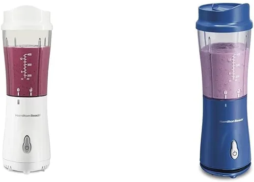 Hamilton Beach Licuadora portátil para batidos y batidos con taza de viaje y tapa sin BPA de 14 onzas y licuadora portátil para batidos y batidos