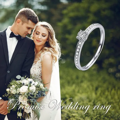 Miniatura 2 de DIYA 1CT Round Cut Moissanite Diamond Ring, 925 Sterling Silver Solitaire Promise Rings for Her Ladies Wedding Rings Jewelry Gifts for Women Wife