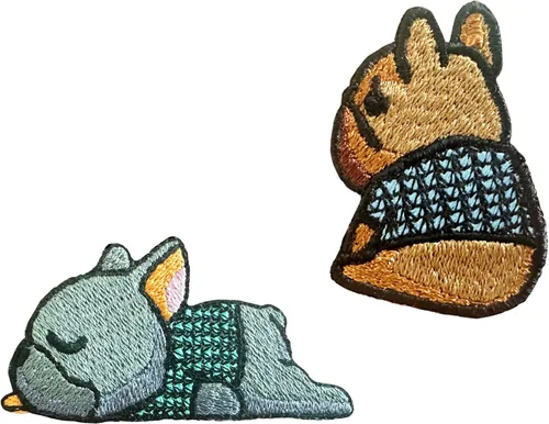 Miniatura 3 de TH - Juego de 2 minúsculos, bulldog francés, cachorro, mascota, perro, lindo logotipo de dibujos animados, 16 parches, coser para planchar