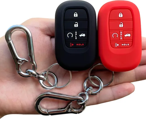 TANDRIVE Funda para llavero (5 botones) Honda 2026 2025-2022 Civic Accord CR-V HR-V Pilot y 2026 Passport, silicona, paquete de 2, negro rojo