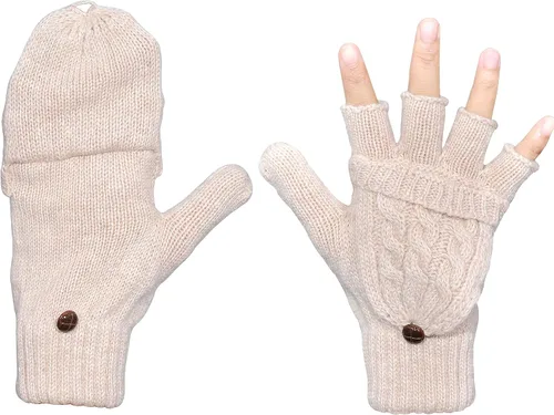 Miniatura 69 de Beurlike Guantes de invierno para mujer, de lana cálida, a prueba de viento, convertibles, sin dedos