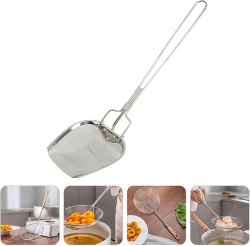 Miniatura 3 de Colador de aceite de malla fina, cucharón de colador de acero inoxidable 304, cuchara de colador de alta practicidad, colador con asa, cuchara